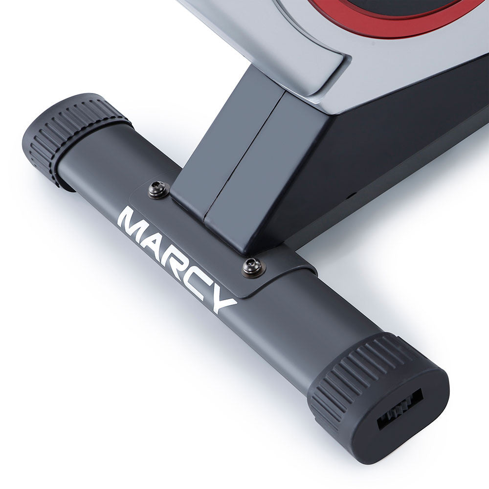 Regenerating Magnetic Upright Exercise Bike Marcy ME-702 has adjustable pads for sturdy balance