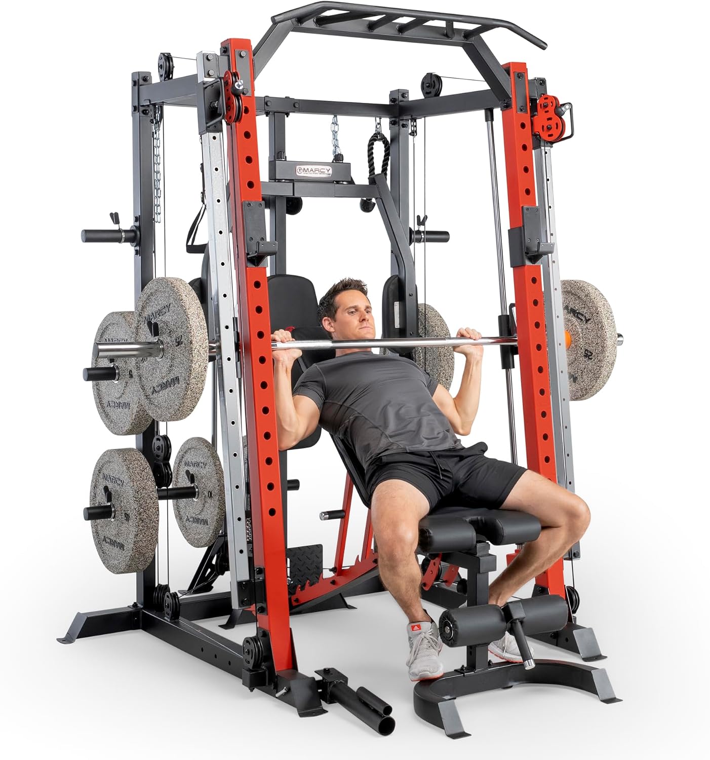 Marcy Smith Machine Cage System Home Gym Multifunction Rack, Customizable Training Station | SM-4033-COMBO
