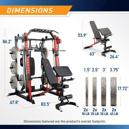 Marcy Smith Machine Cage System Home Gym Multifunction Rack, Customizable Training Station | SM-4033-COMBO