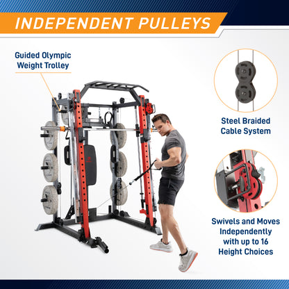 Marcy Smith Machine Cage System Home Gym Multifunction Rack, Customizable Training Station | SM-4033-COMBO