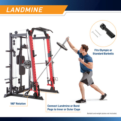 Marcy Smith Machine / Cage System with Pull-Up Bar and Landmine Station | SM-4033