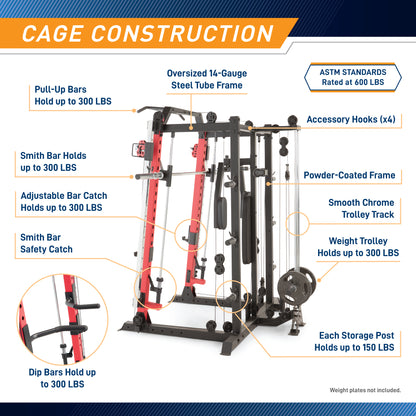 Marcy Smith Machine / Cage System with Pull-Up Bar and Landmine Station | SM-4033