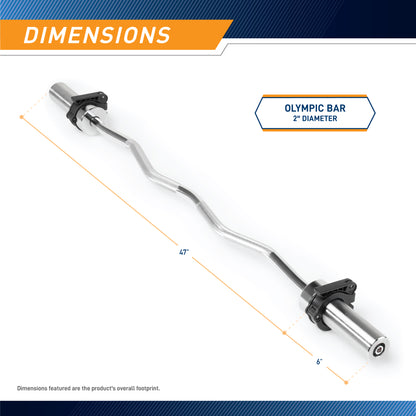 Marcy Solid Steel Olympic Curl Bar | Chrome-Plated Weight Bar | SOC-49