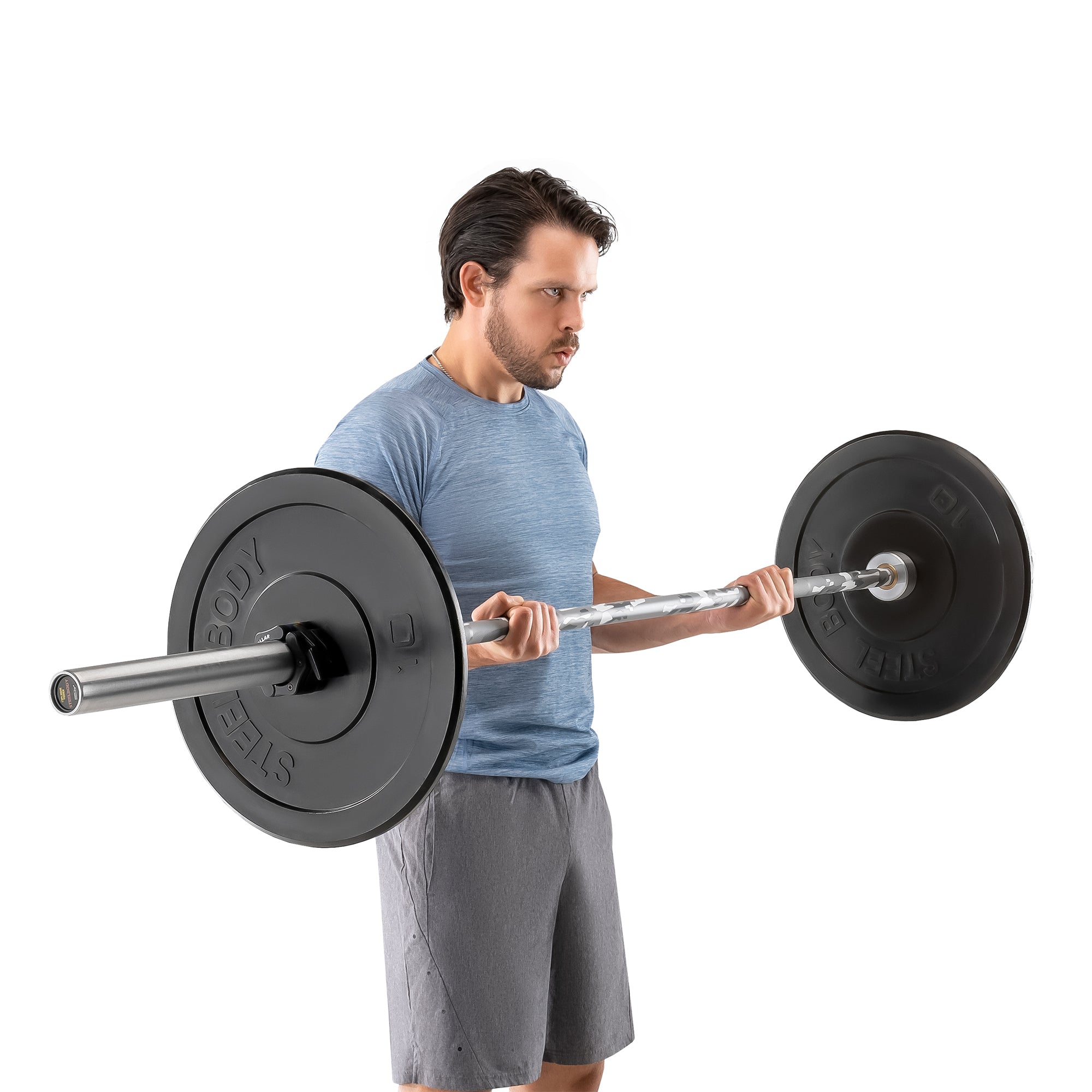 Gray and White Camoflauge 45lb Olympic Barbell | SteelBody – Marcy