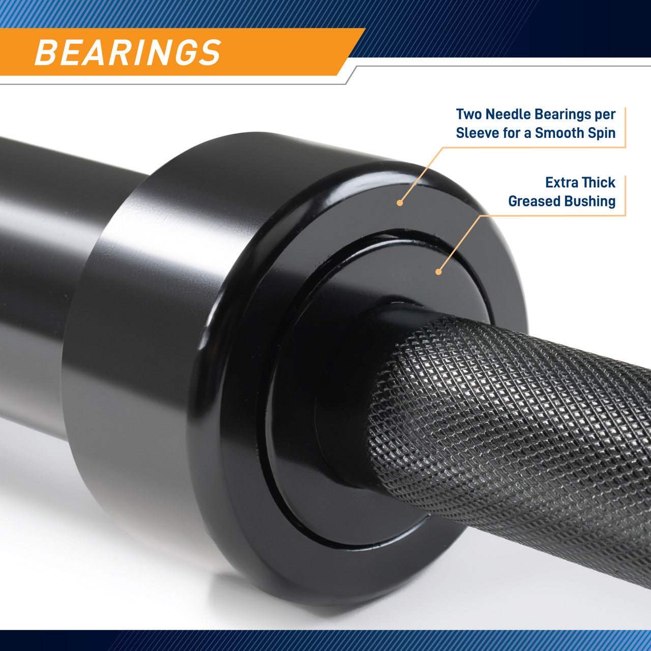 45 lb. olympic barbell by SteelBody is built for heavy duty workouts -  bearings 
