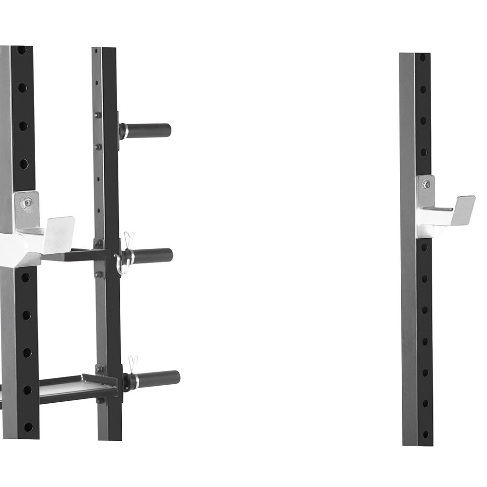 The Steelbody T-Rack STB-98001 includes bar catches for squats