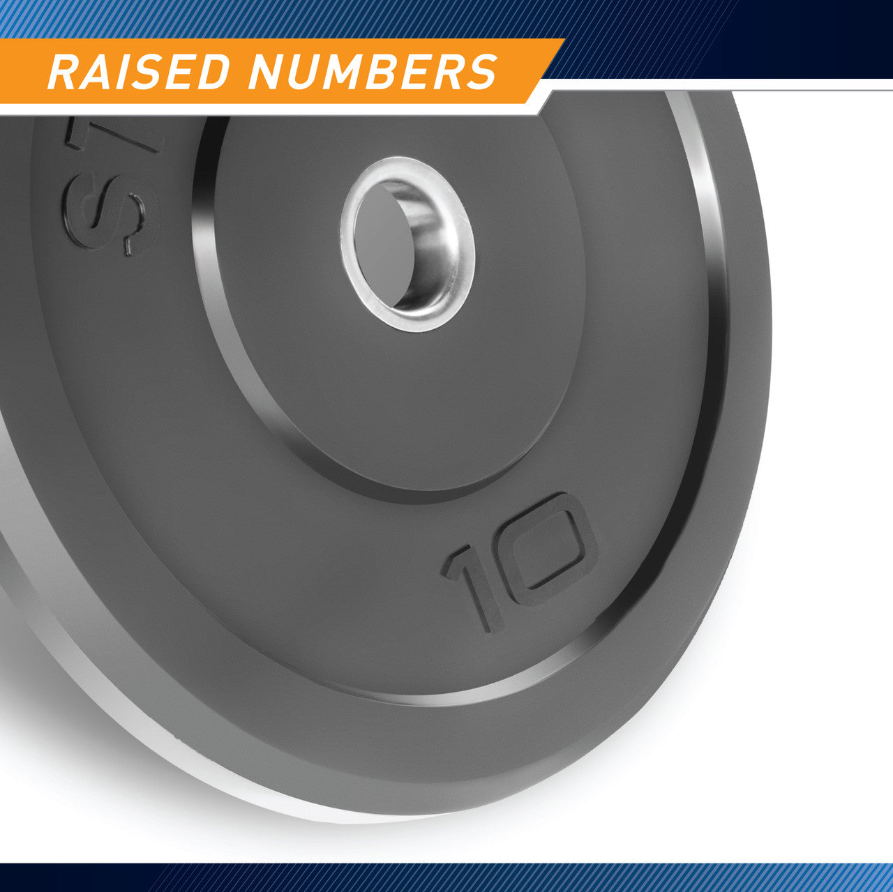 10 lbs. Olympic Bumper Plate by SteelBody to add weight to your HIIT Workout - raised numbers 