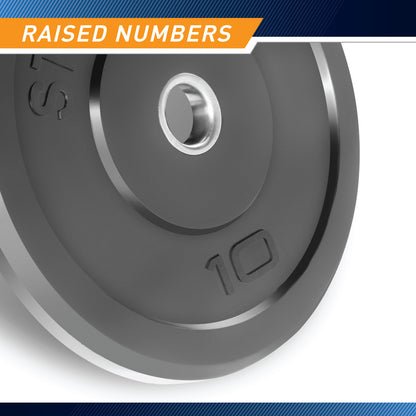 10 lbs. Olympic Bumper Plate by SteelBody to add weight to your HIIT Workout - raised numbers 