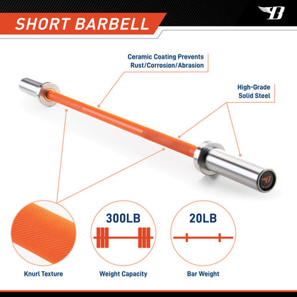 Short Olympic Barbell Weight Set 47” w Weight Plates collars BBOB-7645  Bionic Body - SHORT BARBELL