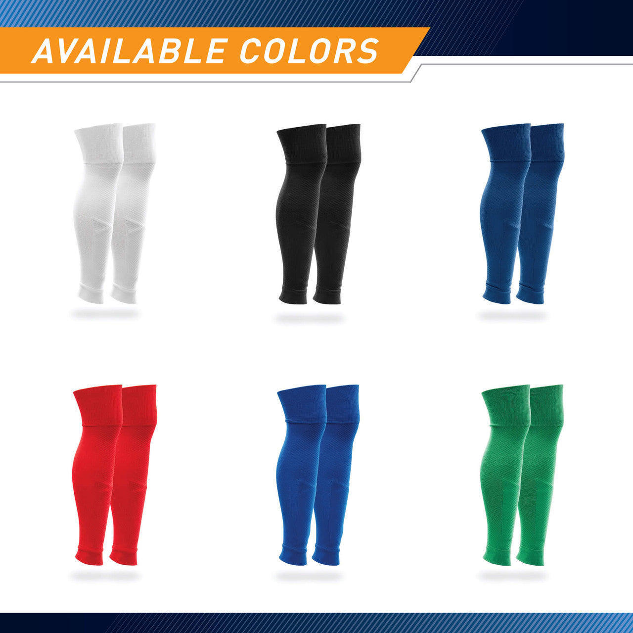 Sockapro Footless Soccer Sock  Compression Sock for Shin Guard  Marcy Sports - Infographic - Available Colors