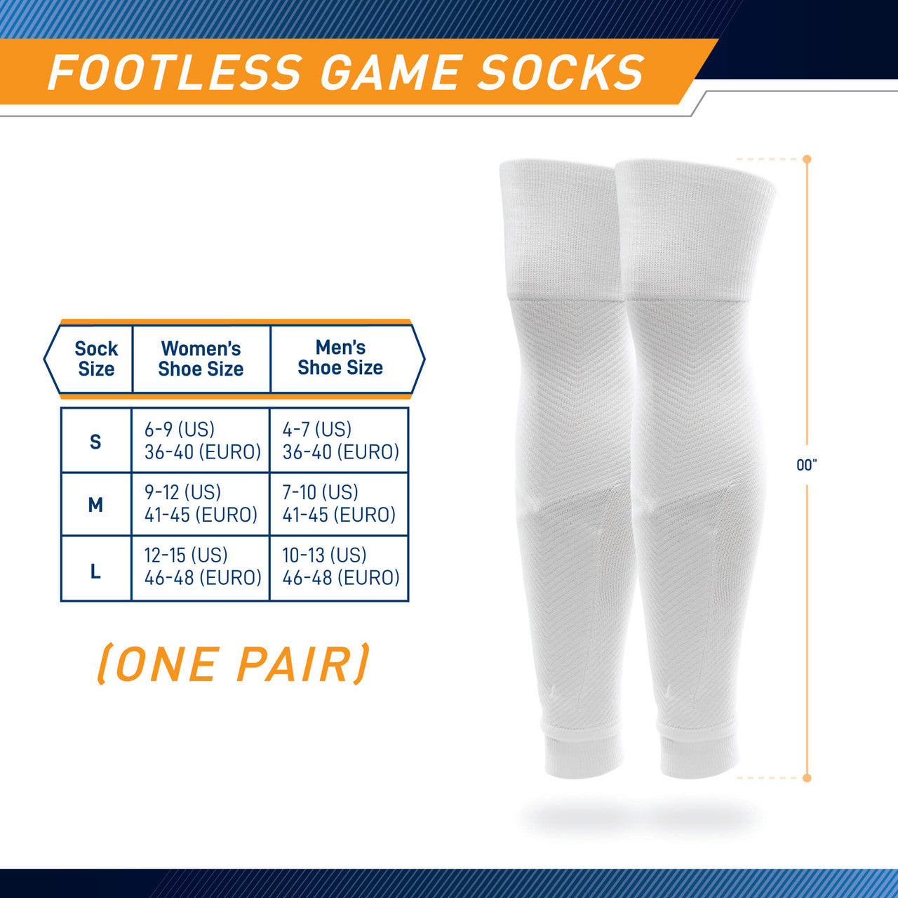 Sockapro Footless Soccer Sock  Compression Sock for Shin Guard  Marcy Sports - Infographic - Footless Game Socks Size