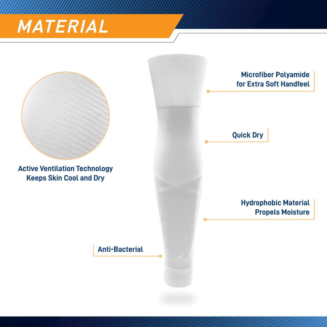 Sockapro Footless Soccer Sock  Compression Sock for Shin Guard  Marcy Sports - Infographic - Material