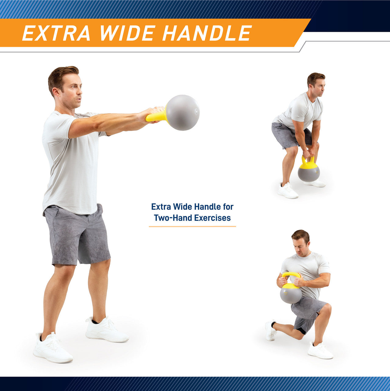 Soft Kettlebell 8lbs filled with Iron Sand, Non-Slip Handle, Kettle Weight for Exercise Workouts PRO-HL08L   ProIron - Infographic - Extra Wide Handle
