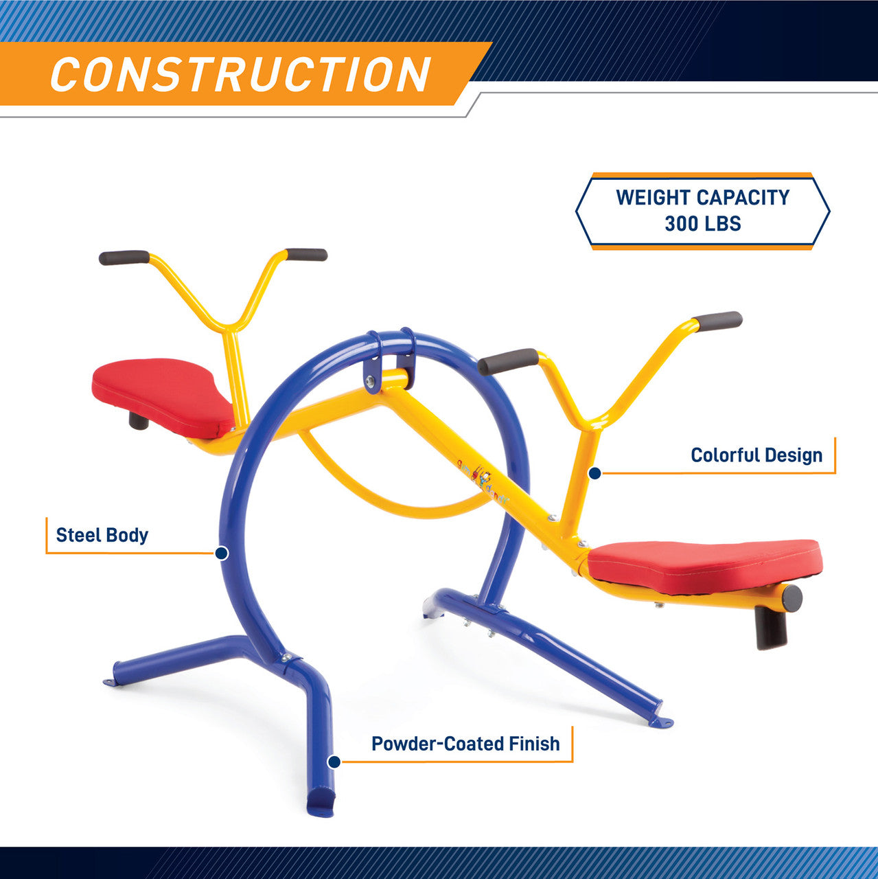 The  Gym Dandy Teeter Totter TT-210 has a sturdy construction