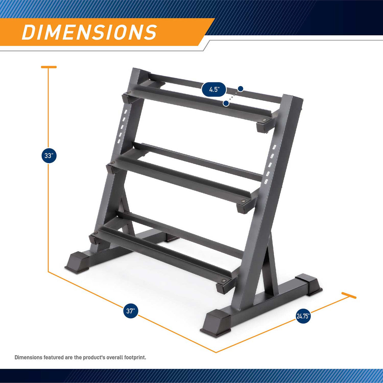 The Marcy 3 Tier Dumbbell Rack DBR-86 - Dimensions