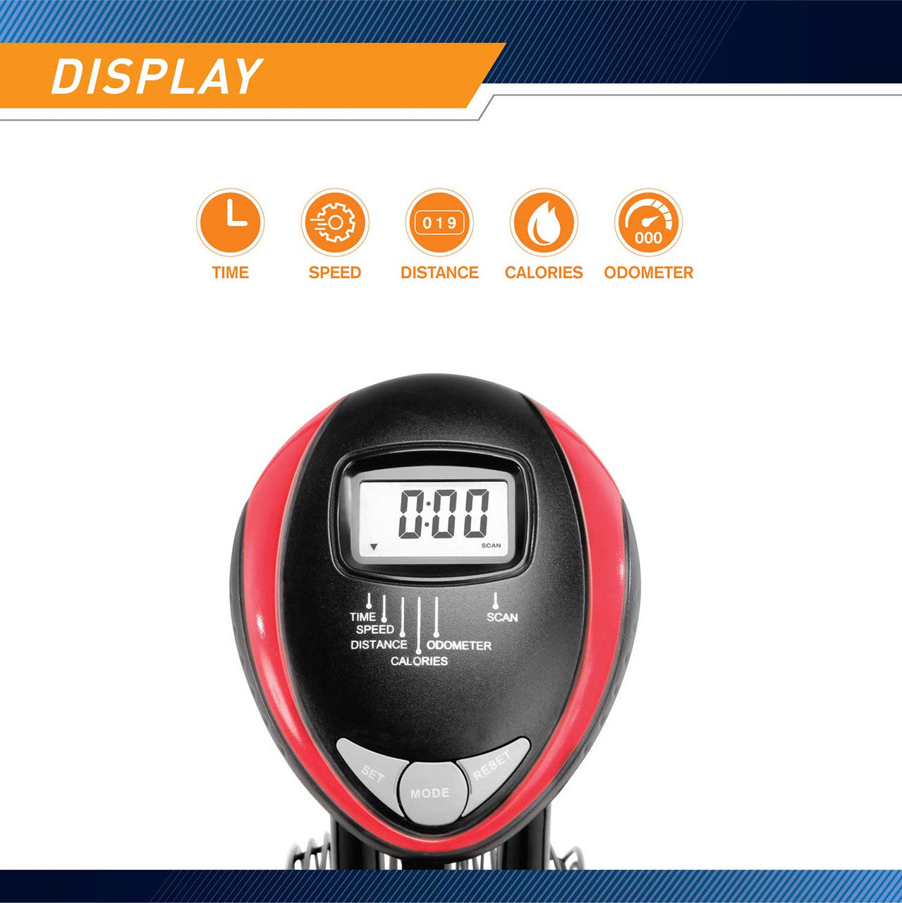 The Marcy Fan Bike NS-1000 has a digital display to keep track of your progress