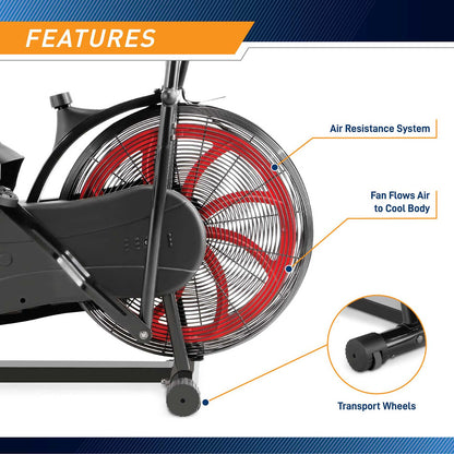 The Marcy Fan Bike NS-1000  uses a large fan to create both a natural feeling of resistance along with cooling your room