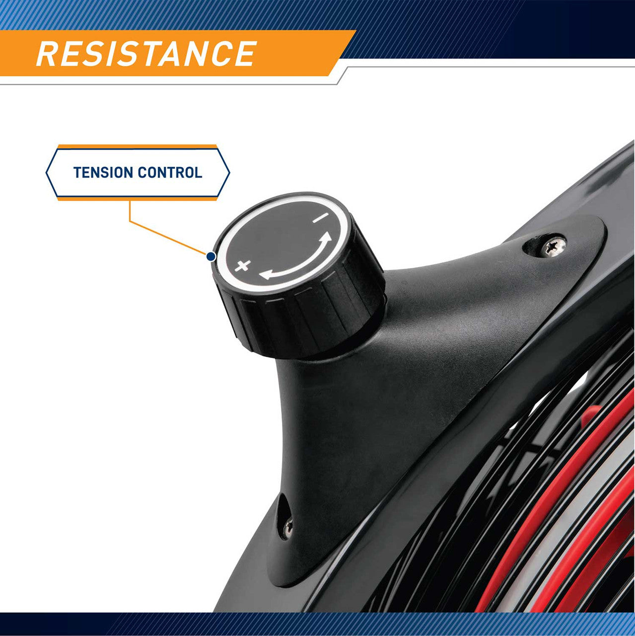 The Marcy Fan Bike NS-1000  includes an easy to use resistance knob to easily increase or decrease resistance
