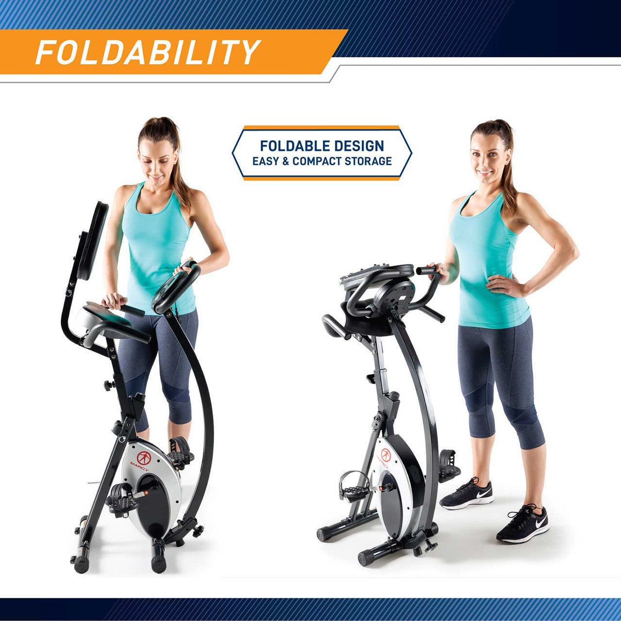 Marcy Foldable Exercise Bike with High Back Seat NS-653 Marcy Foldable Exercise Bike with High Back Seat NS-653