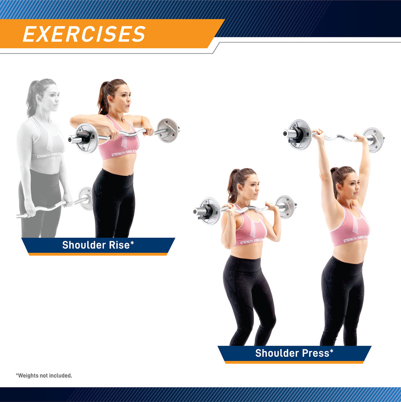 The Marcy Solid Steel Olympic Curl Bar & Chrome-Plated Weight Bar SOC-49 is great for performing shoulder rises and shoulder press exercises 