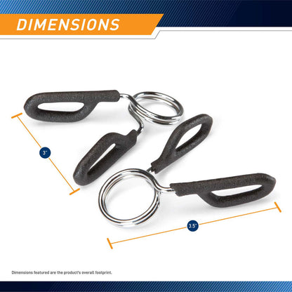 The Standard Bar Spring Clip Collars RBC-2 are 3.5 inches long and 3 inches wide