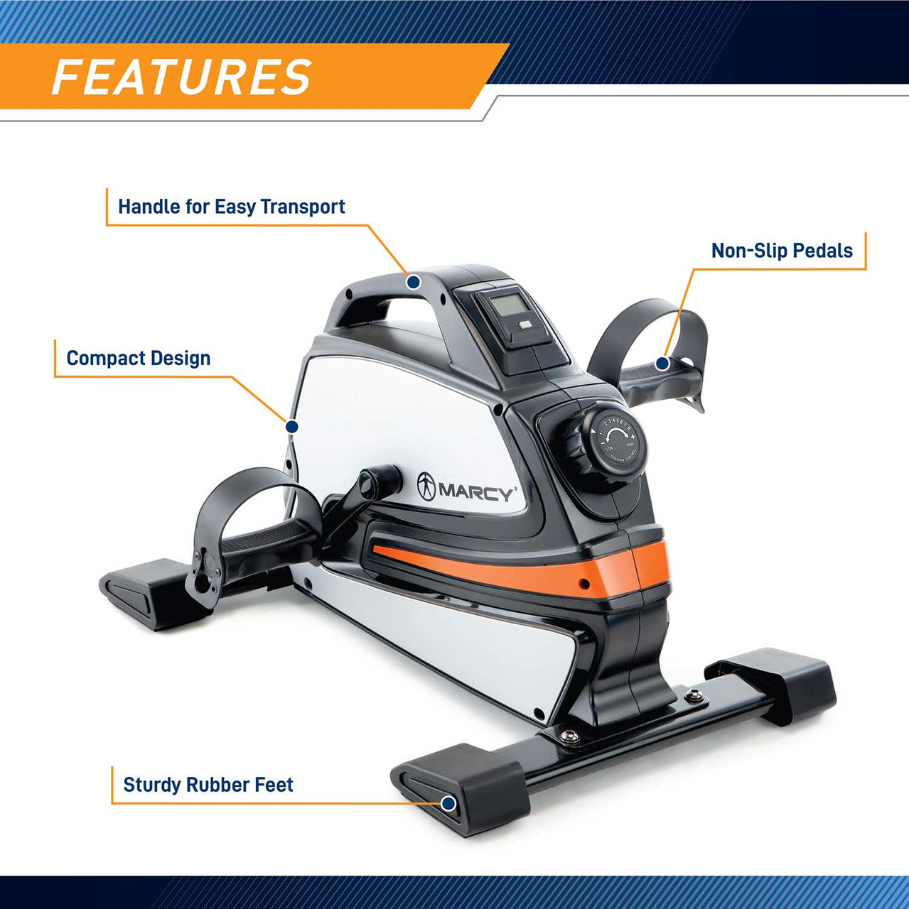The portable magnetic mini cycle marcy NS-9200 is equipped with a handle for easy transportation 