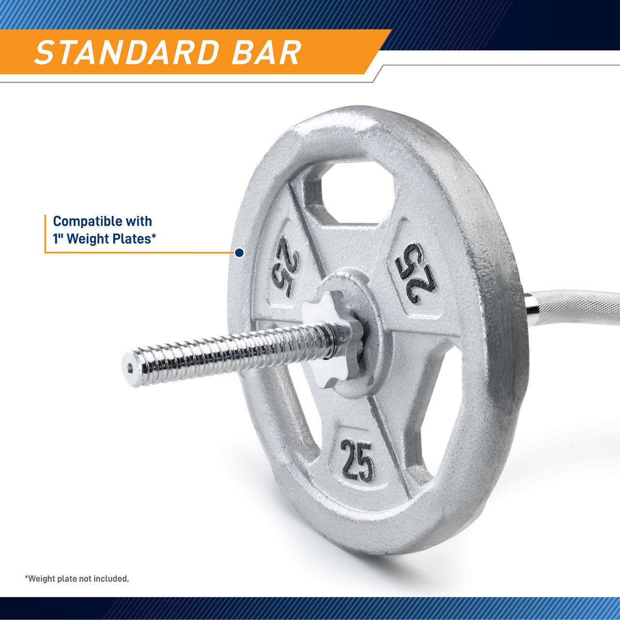 Threaded Standard Curl Bar  Marcy TCB-48R - Infographic - Standard Bar Size