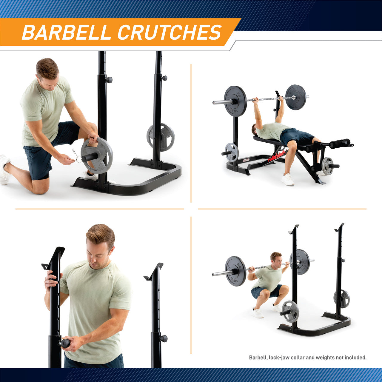 Two-Piece Olympic Weight Bench and Squat Bar Catch Marcy MD-7836 - Infographic - Barbell Crutches