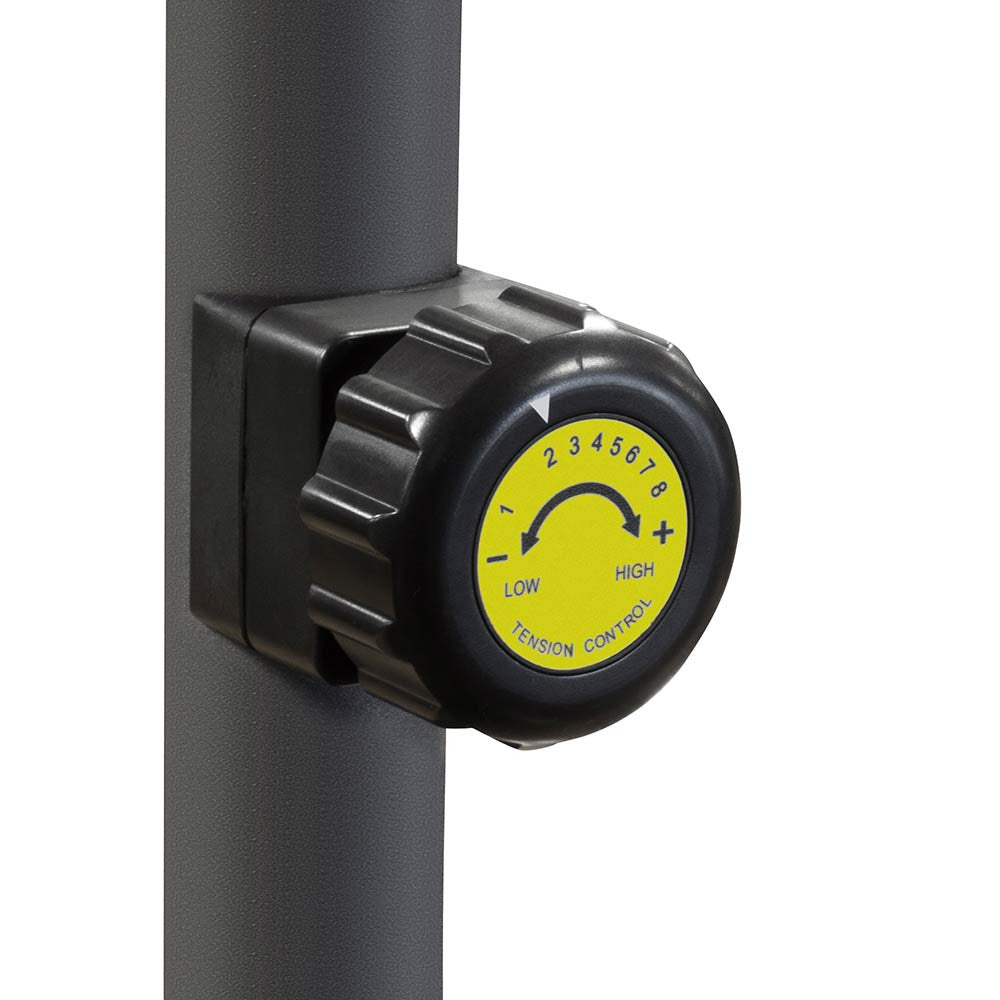 The Upright Magnetic Bike NS-714U by Marcy includes a resistance knob to easily adjust the tension of your workout