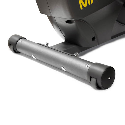The Upright Magnetic Bike NS-714U by Marcy includes transportation wheels to easily move your bike around