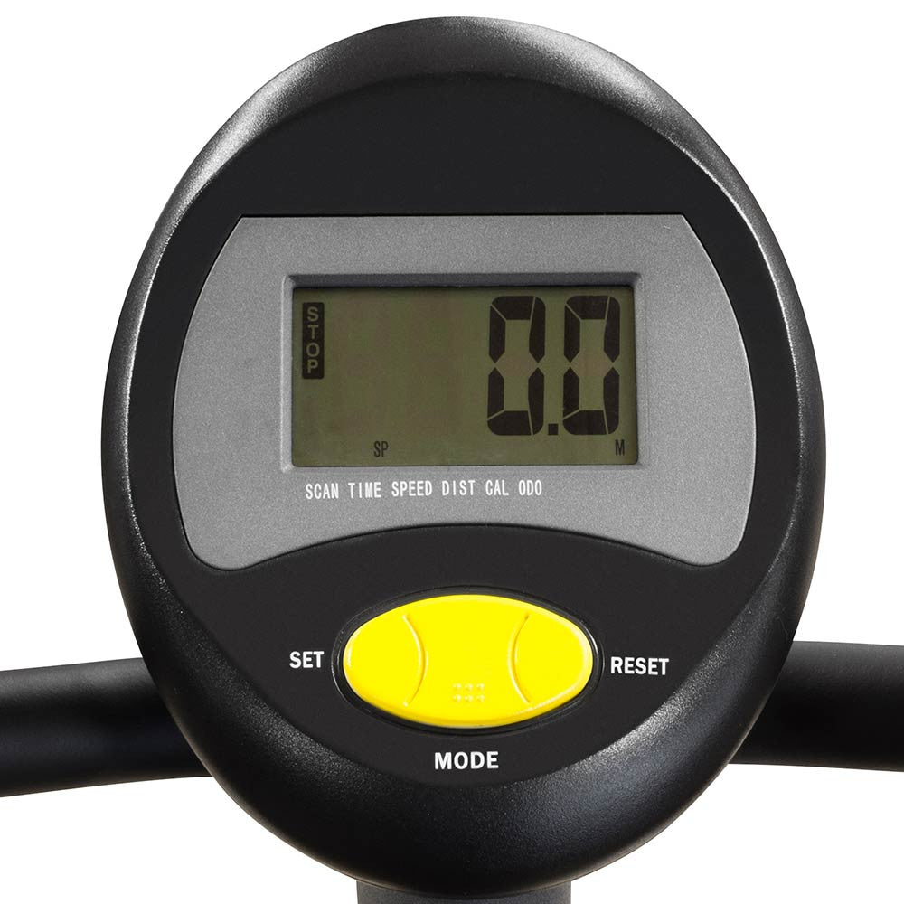 The Upright Magnetic Bike NS-714U by Marcy includes a display monitor to easily track your riding progress