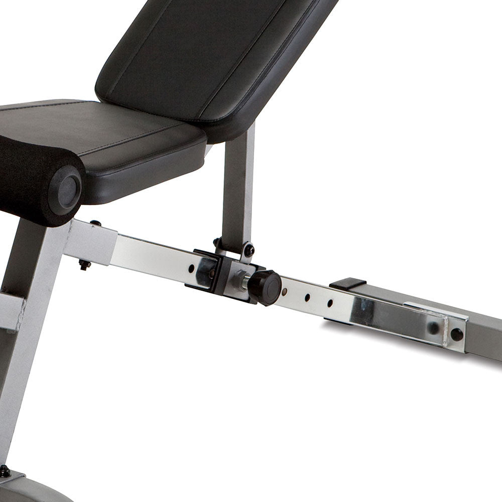 The Marcy SB-510 Utility Bench is adjustable - workout in flat decline incline and military press positions