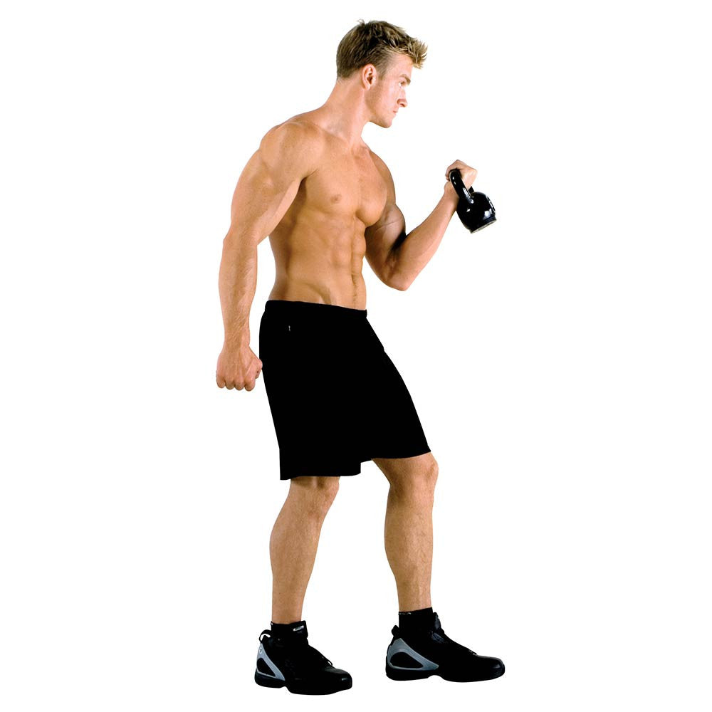 The 50 lbs. Kettle Bell Set by Marcy in use - HIIT Kettle Bell Curls for conditioning