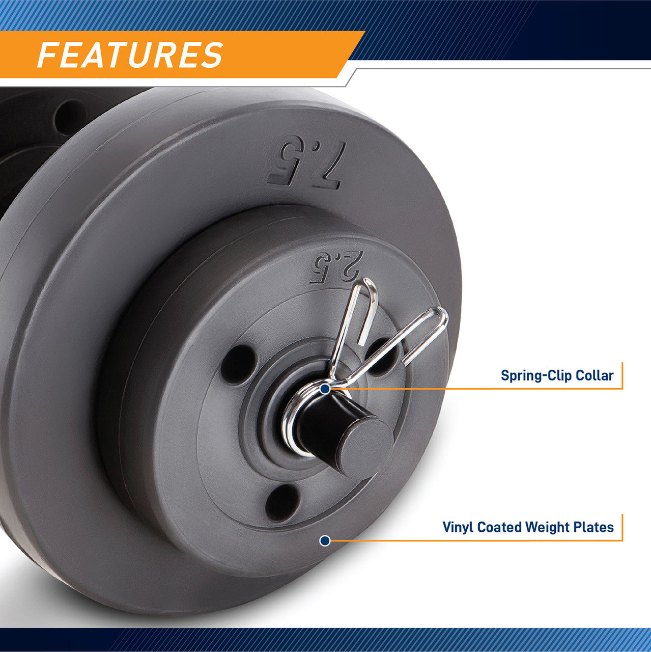 40 lbs Vinyl Dumbbell Weight Set by Marcy features spring-clip collars and vinyl coated weight plates 
