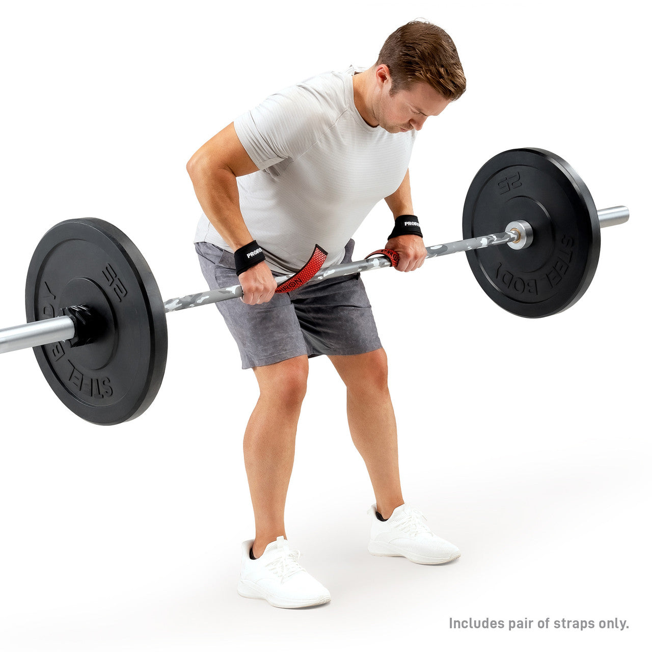 Weight Lifting Straps to Improve Grip (Pair)  ProIron PRO-ZLD01-1 - Model Doing Deadlifts