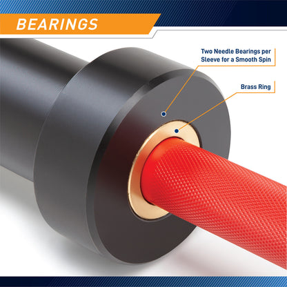 35lb Olympic Barbell SteelBody - STB-1000RB - Red and Black Womens Bar Diameter  - 4 Needle Bearings