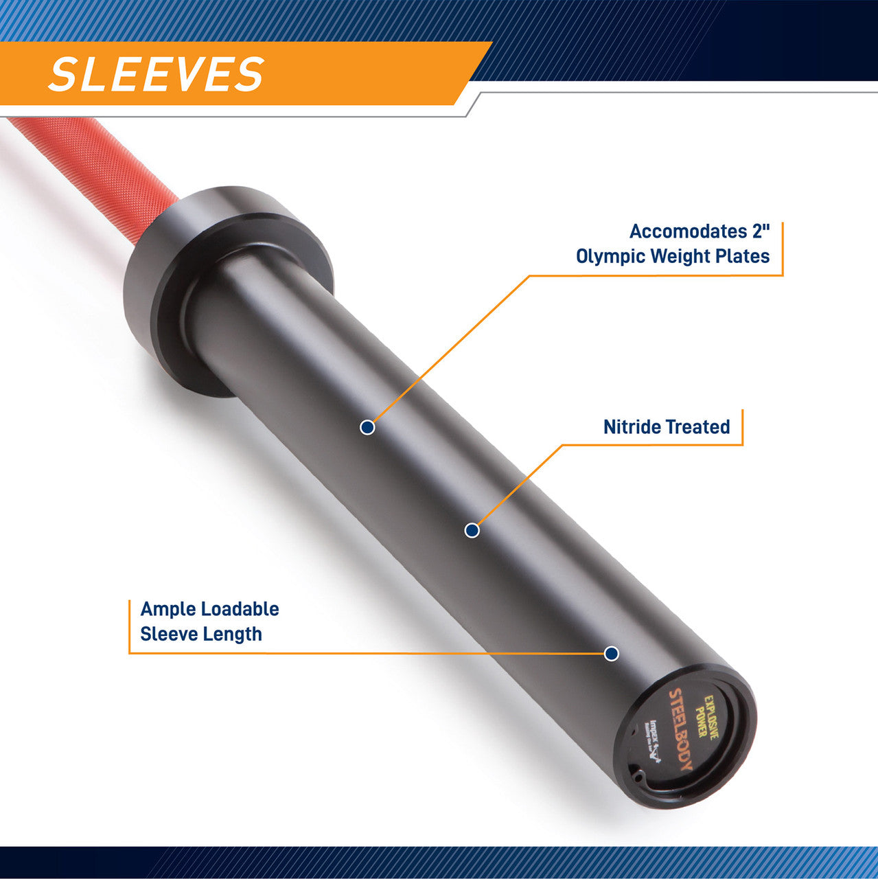 Women's Red and Black 35lb Olympic Barbell | SteelBody STB-1000RB