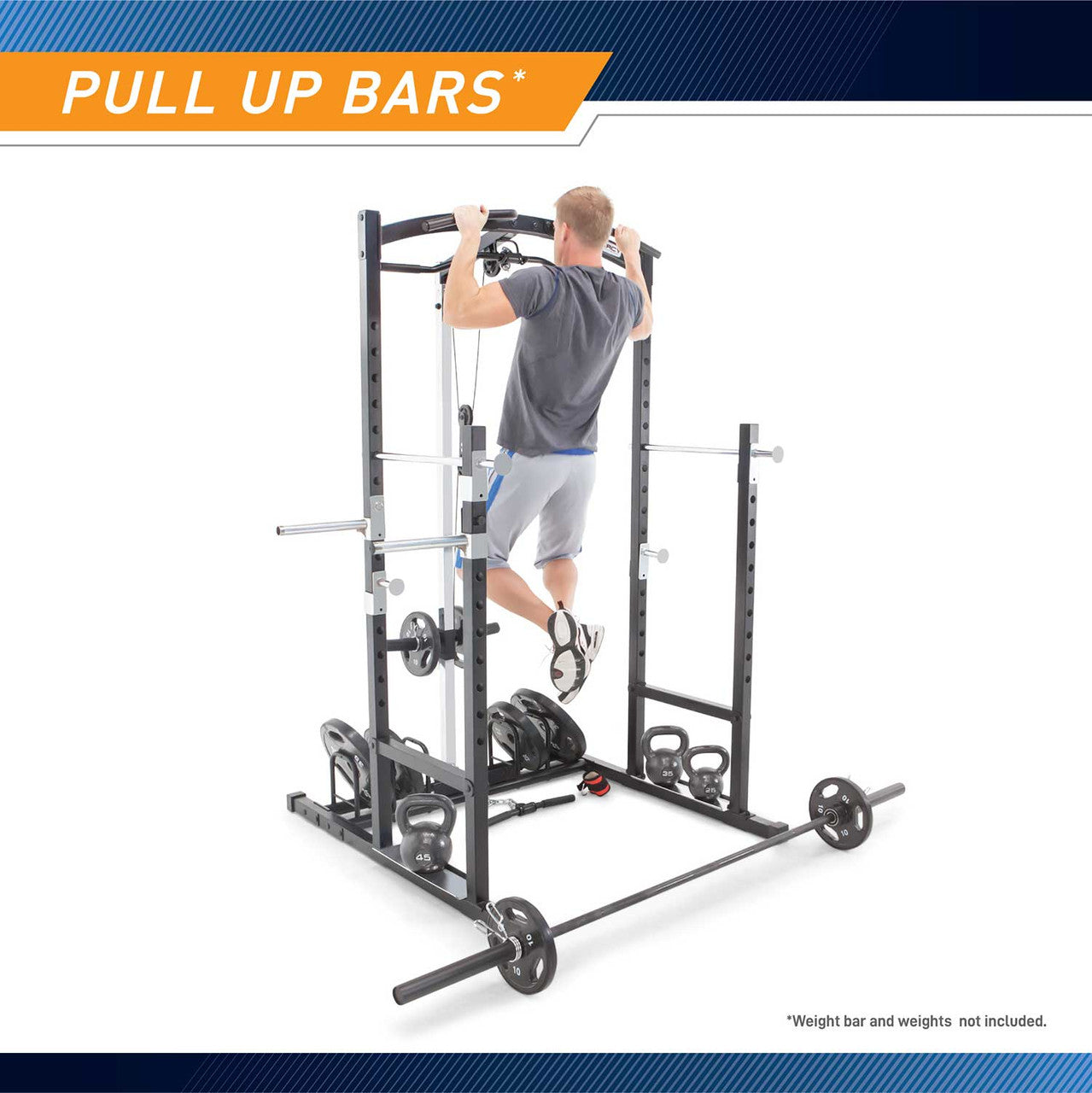 The Marcy Cage Home Gym MWM-7041 comes with pull up bars for an upper body workout 